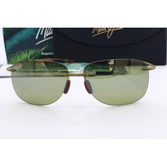 Maui Jim Hikina MJ 445-15M Matte Gold Wrap Sunglasses Olive Green polarized Lens